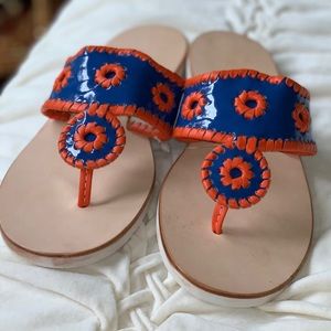 NWOT JACK ROGERS blue and orange sandals
